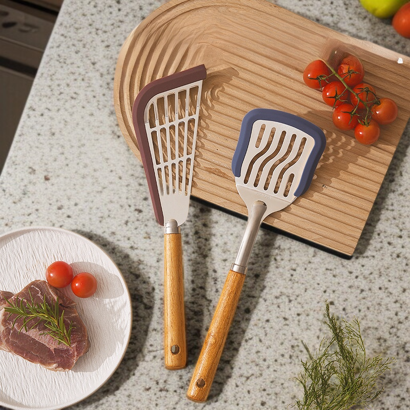 304 스테인리스 원목 손잡이 주걱 전면 사진