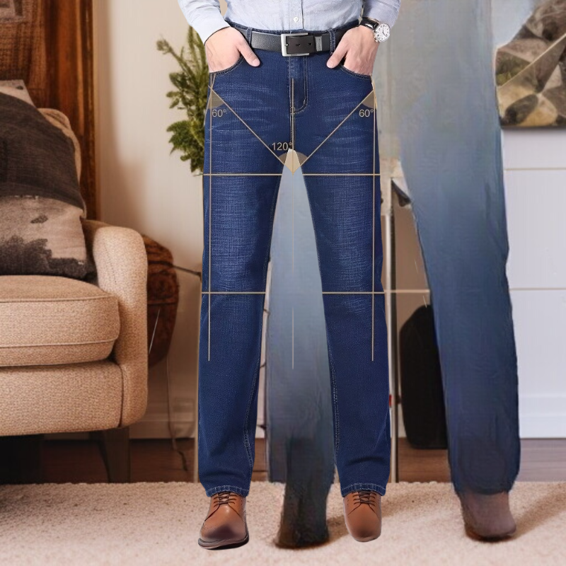 루즈하고 약간 신축성이 있는 스트레이트 청바지는 10년 동안 착용할 수 있습니다