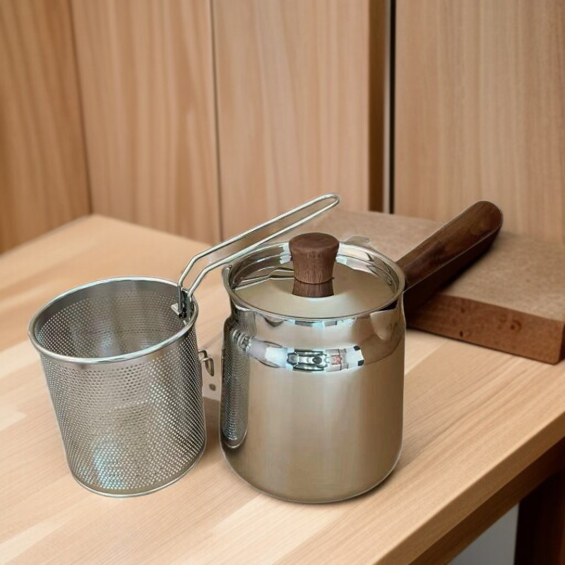 Petite poêle profonde en acier inoxydable 304, adaptée à l’induction et à la cuisson du tempura