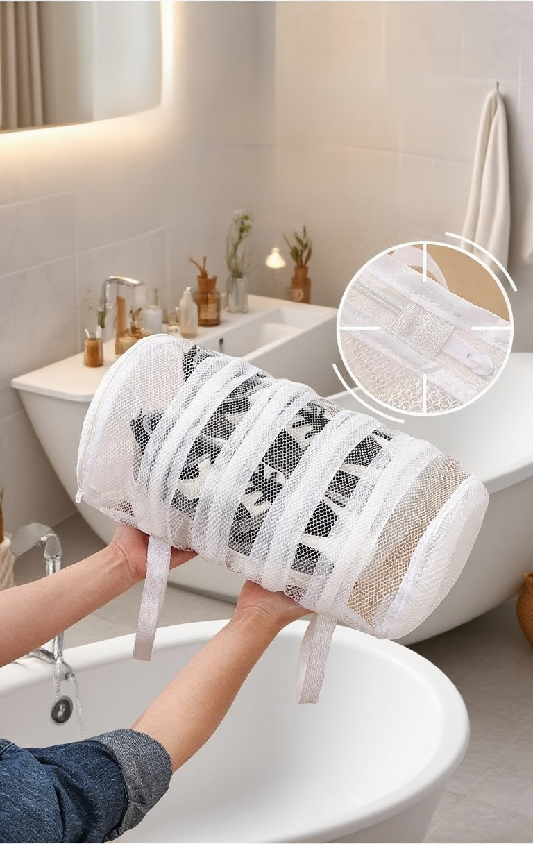 Breathable mesh laundry bag for sneakers