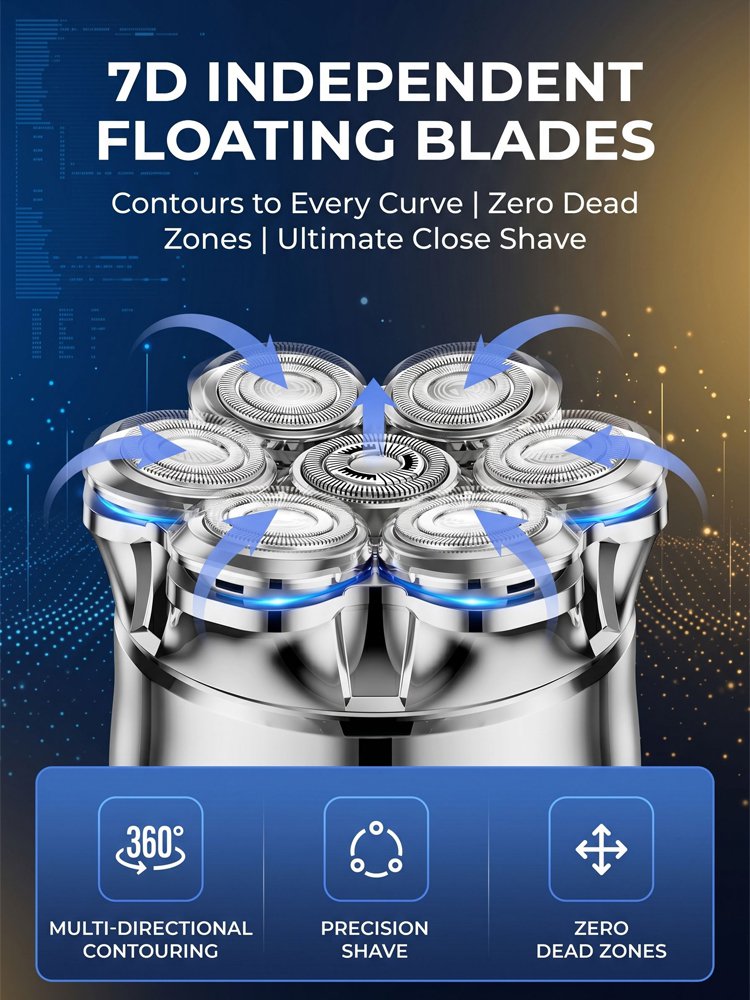 Seven-blade magnetic water-washable shaver