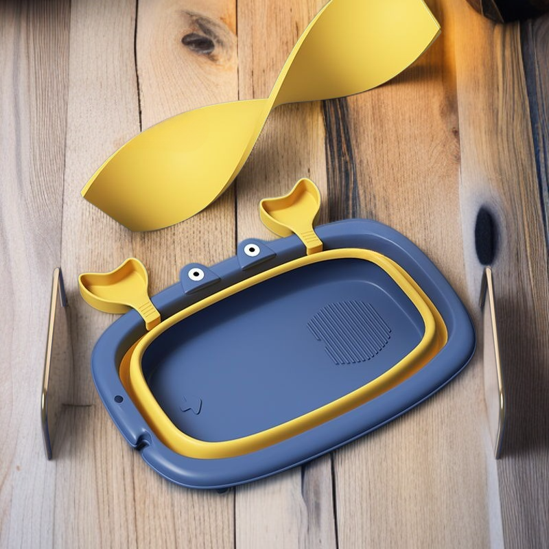 Bañera plegable antideslizante para niños, textura gruesa, se puede sentar o acostar