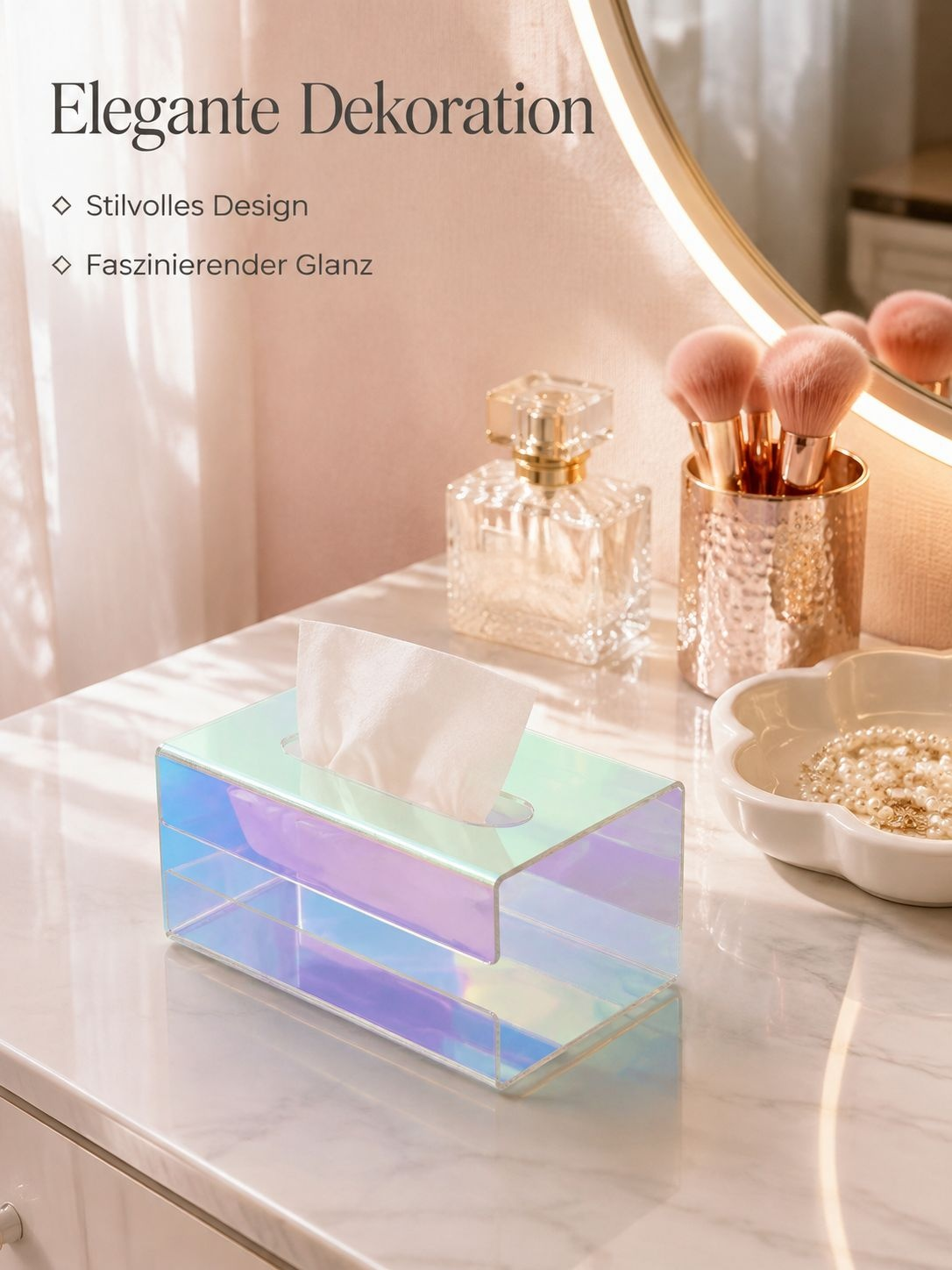 Transparente Aurora Taschentuchaufbewahrungsbox – Für Zuhause, Wohnzimmer, Tisch