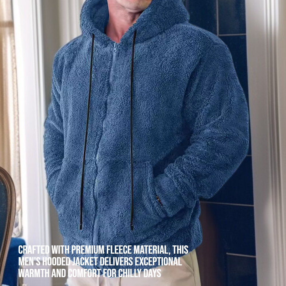 Men's hooded and fleece warm jacket