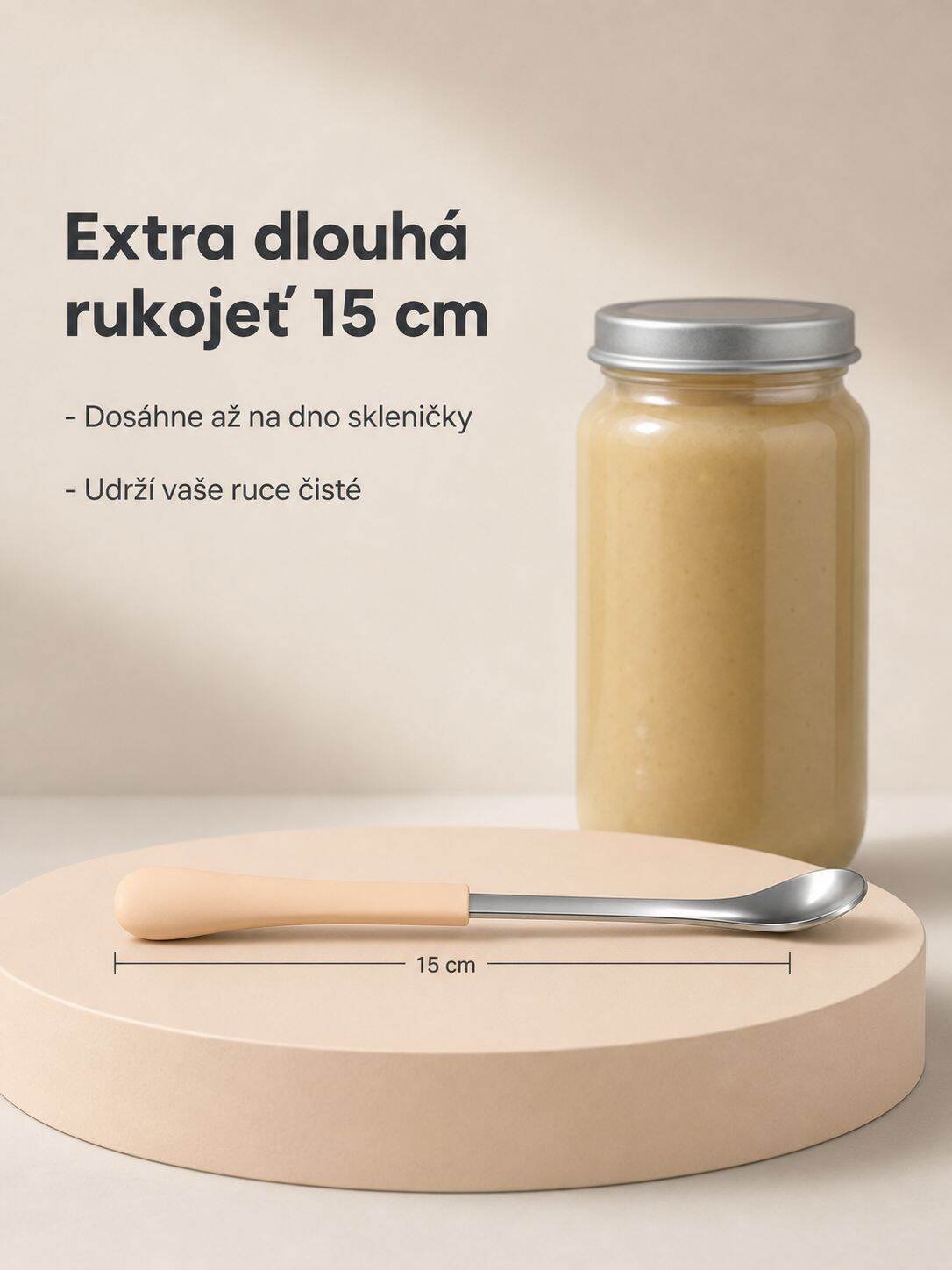 Bezpečná lžička z nerezové oceli pro dětskou výživu