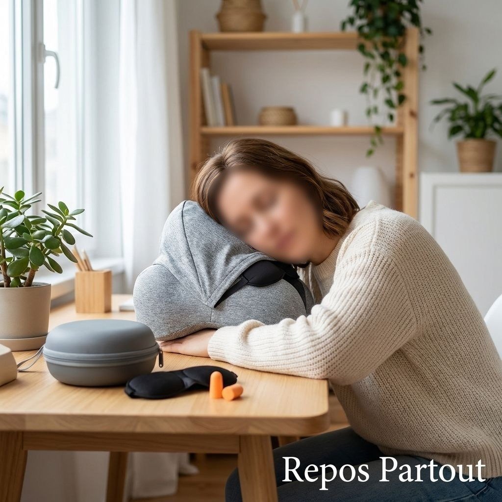 Oreiller de voyage en U portable, coussin cervical mémoire avec capuche