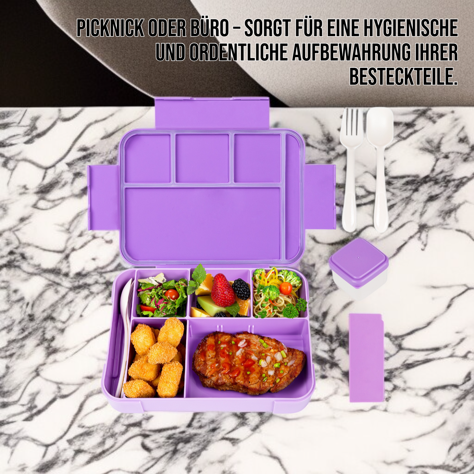 Speisekasten mit Messer und Gabel