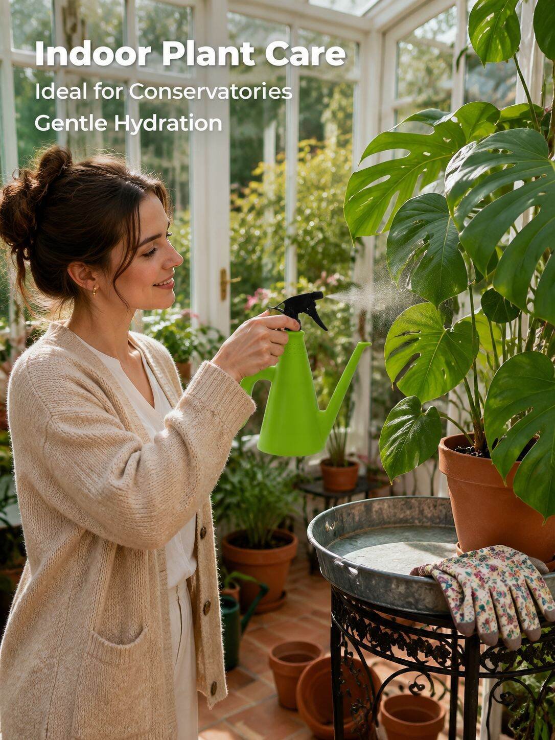Manual Press Spray Bottle, Dual-use Watering and Spraying Can for Home and Garden