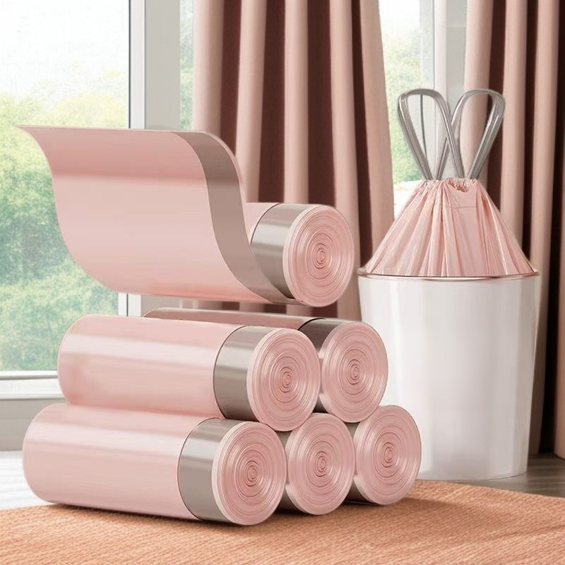 두꺼운 끈으로 조이는 대형 가정용 청소 쓰레기 봉투