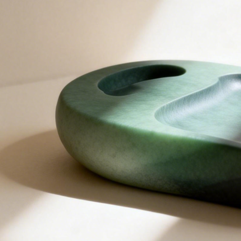 伝統的な手彫り模様が施された硯台