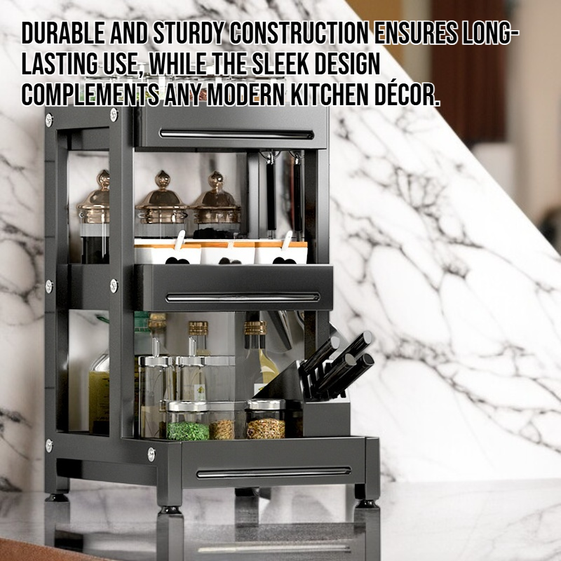 Multi-tiered storage rack for kitchen condiments
