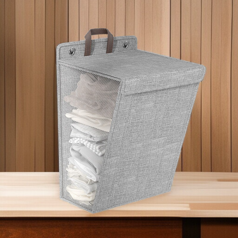 Cesta de almacenamiento de algodón y lino, cesta multifuncional plegable para ropa