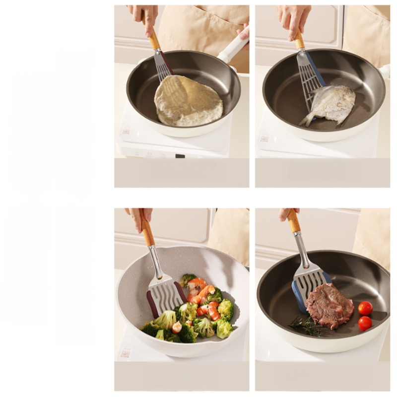 Solid Wood Handle Silicone Spatula for Non-stick Pans