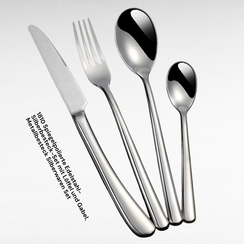1810 Spiegelpolierte Edelstahl-Silberbesteck-Set mit Löffel und Gabel, Metallbesteck Silberwaren Set