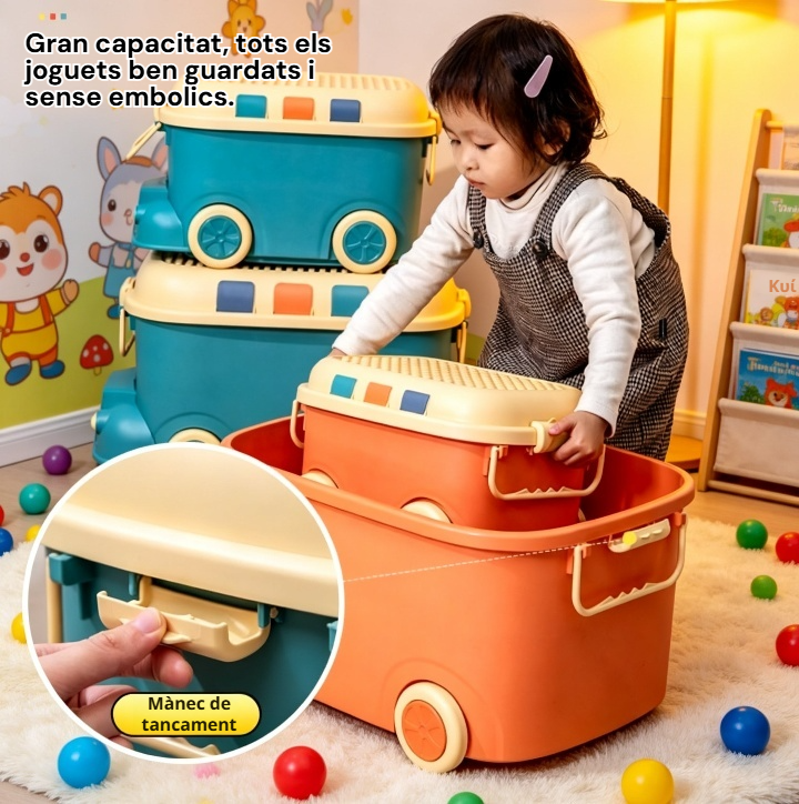Caixa d'emmagatzematge de joguines infantil amb forma de locomotora