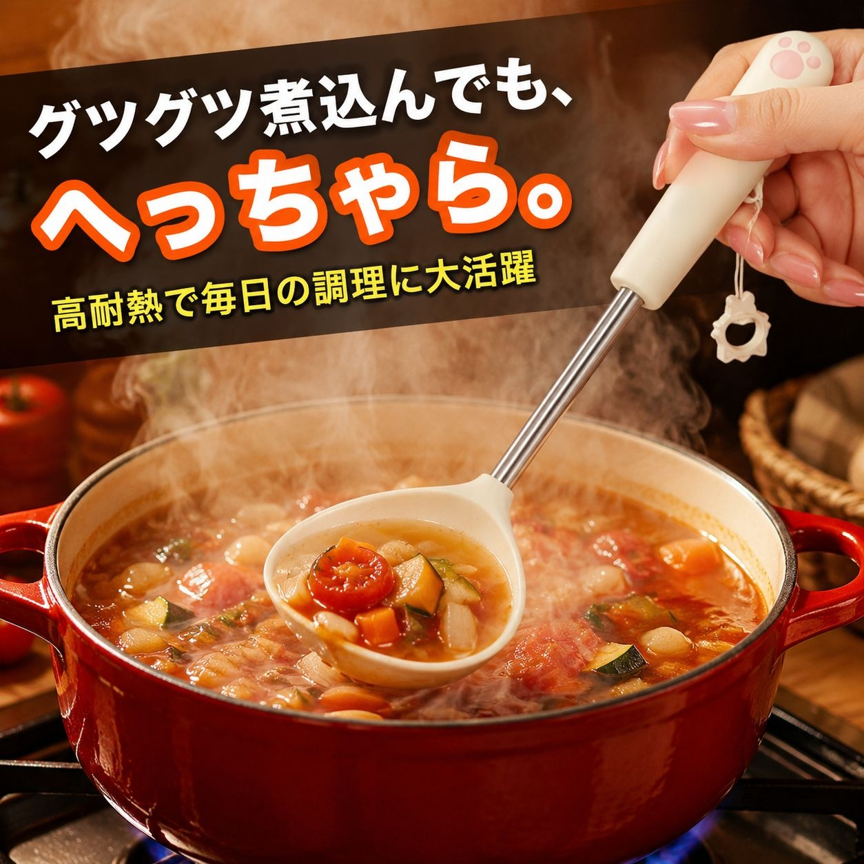 食品グレードシリコン猫の手ヘラ＆おたまセット ノンスティック おしゃれキッチンツール