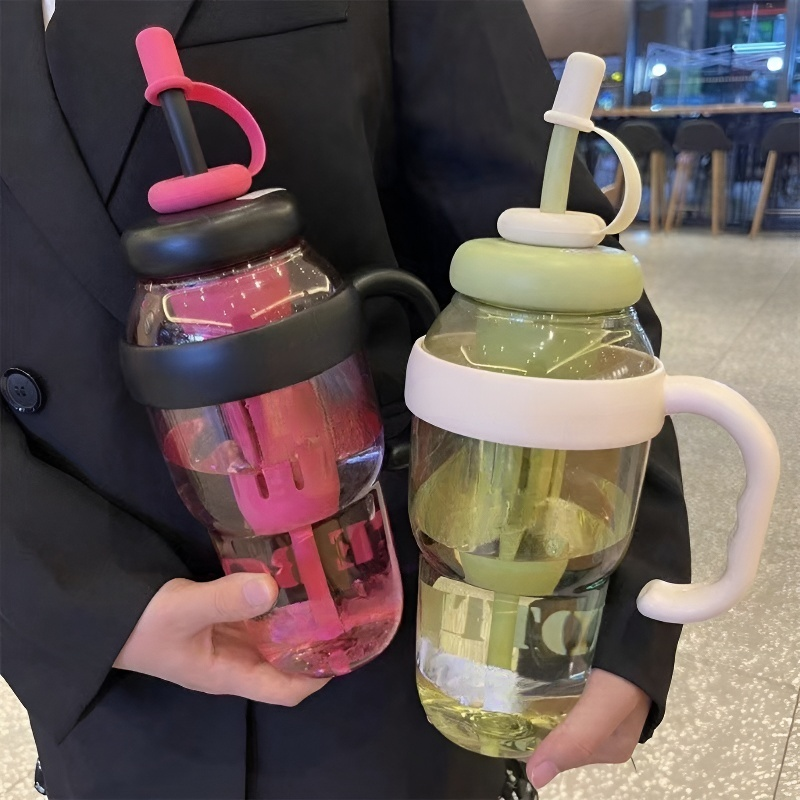 Botella de agua con pajita de gran capacidad y refrigeración por hielo