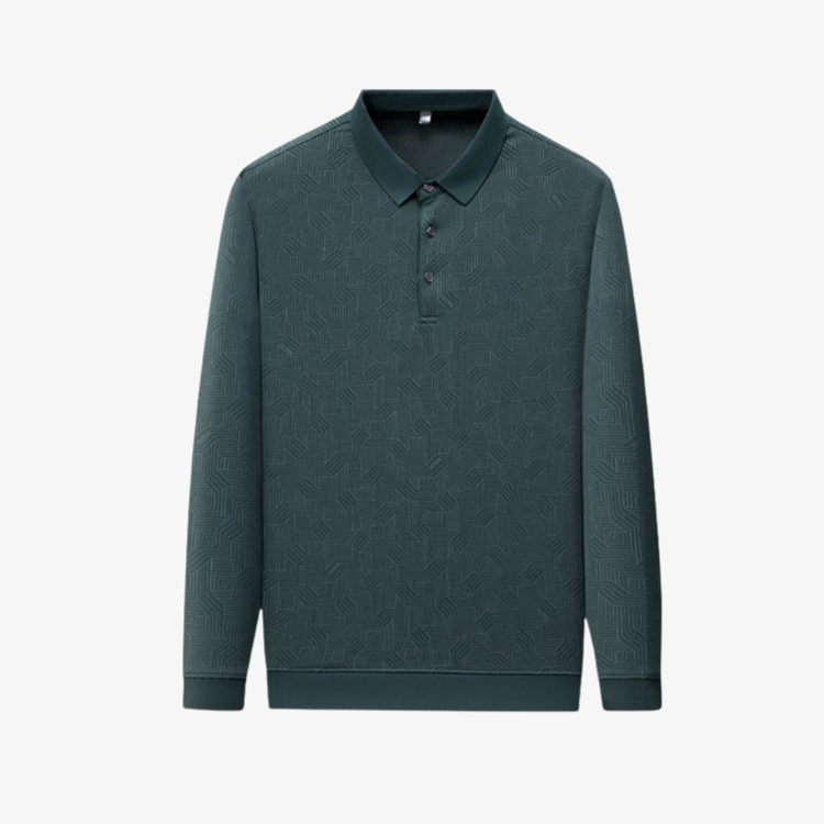 중년 남성 캐주얼 레깅스 긴팔 자카드 캐주얼 셔츠 실크 터틀넥 레깅스