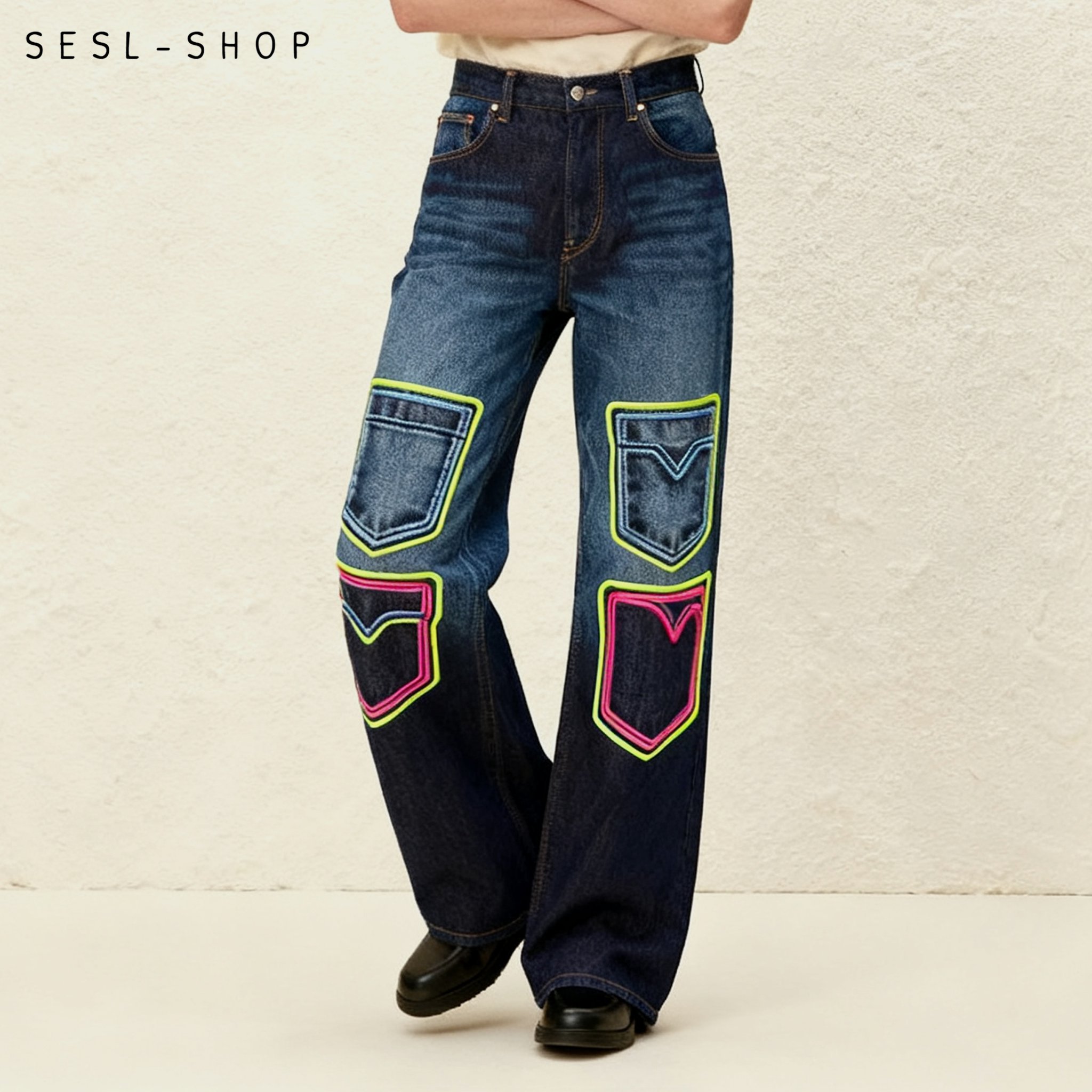 กางเกงยีนส์ฟอกสไตล์เรโทร