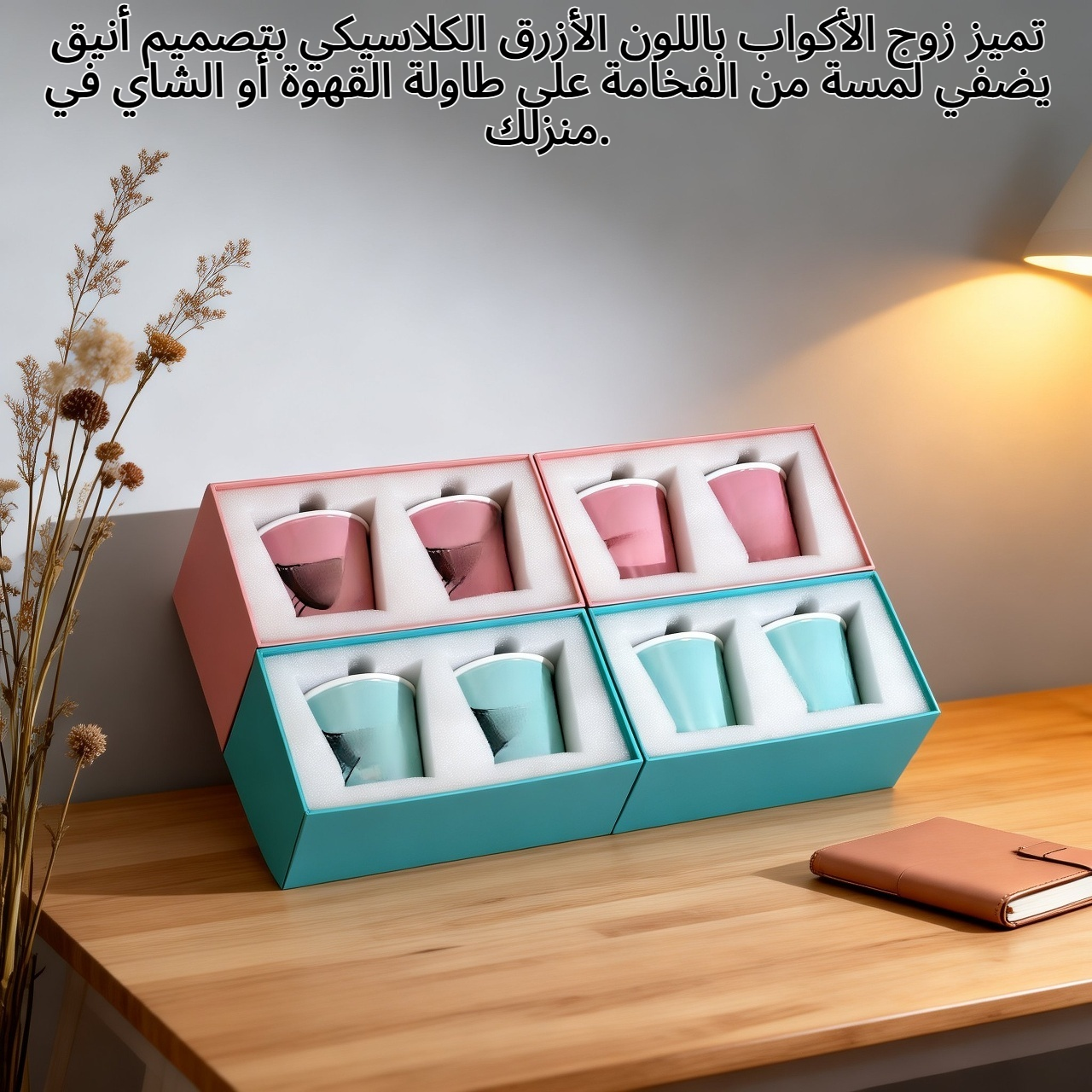 زوج من الأكواب باللون الأزرق الكلاسيكي