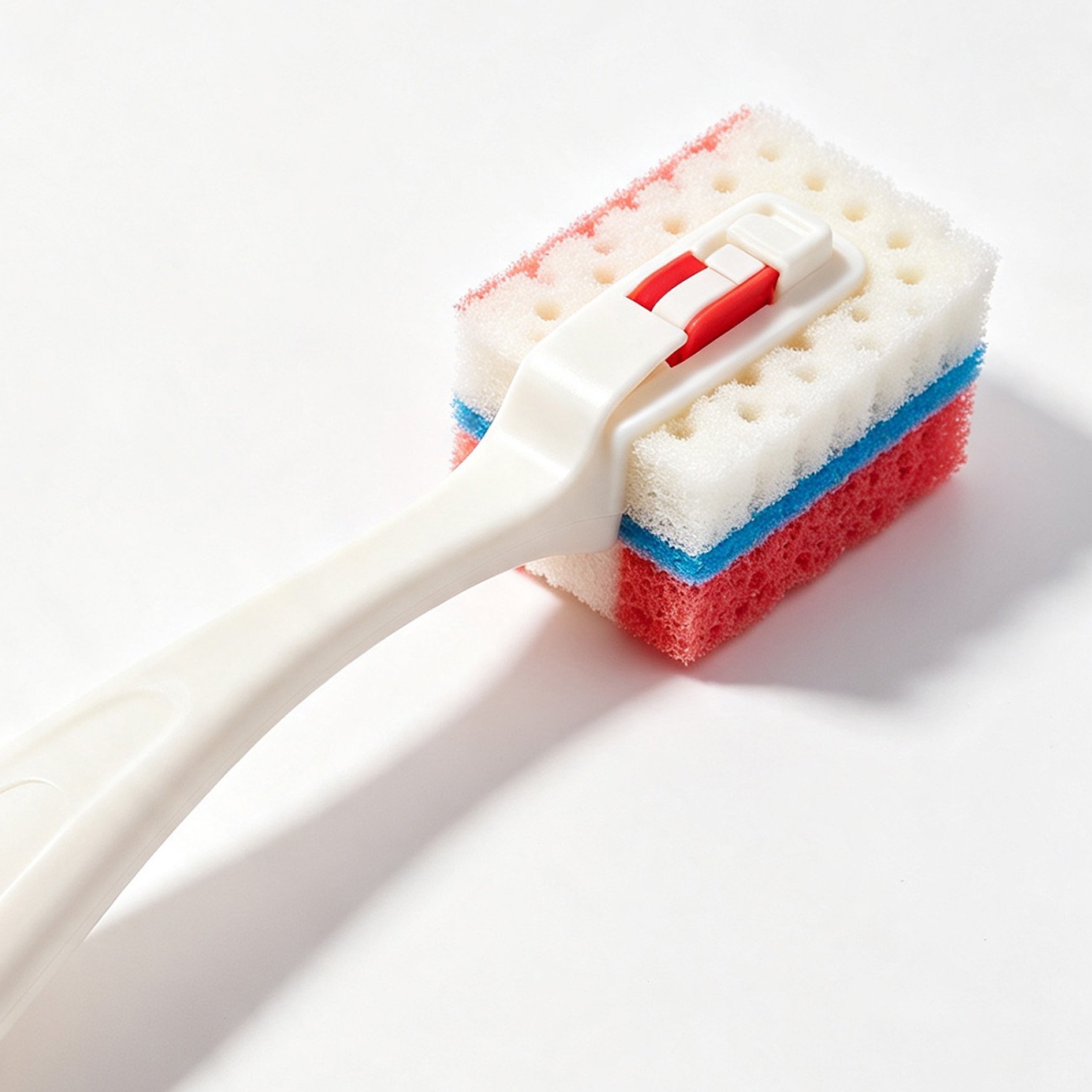 Long-handled sponge cleaning brush for kitchen and bathroom