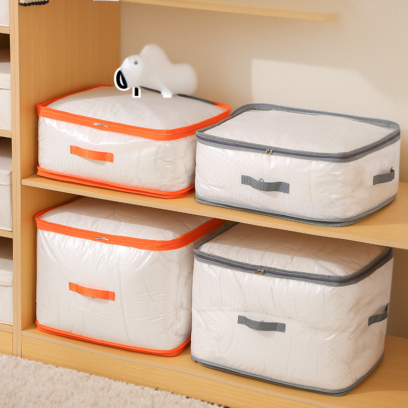 Bolsa de almacenamiento visual transparente, portátil, para ropa, edredones y acolchados