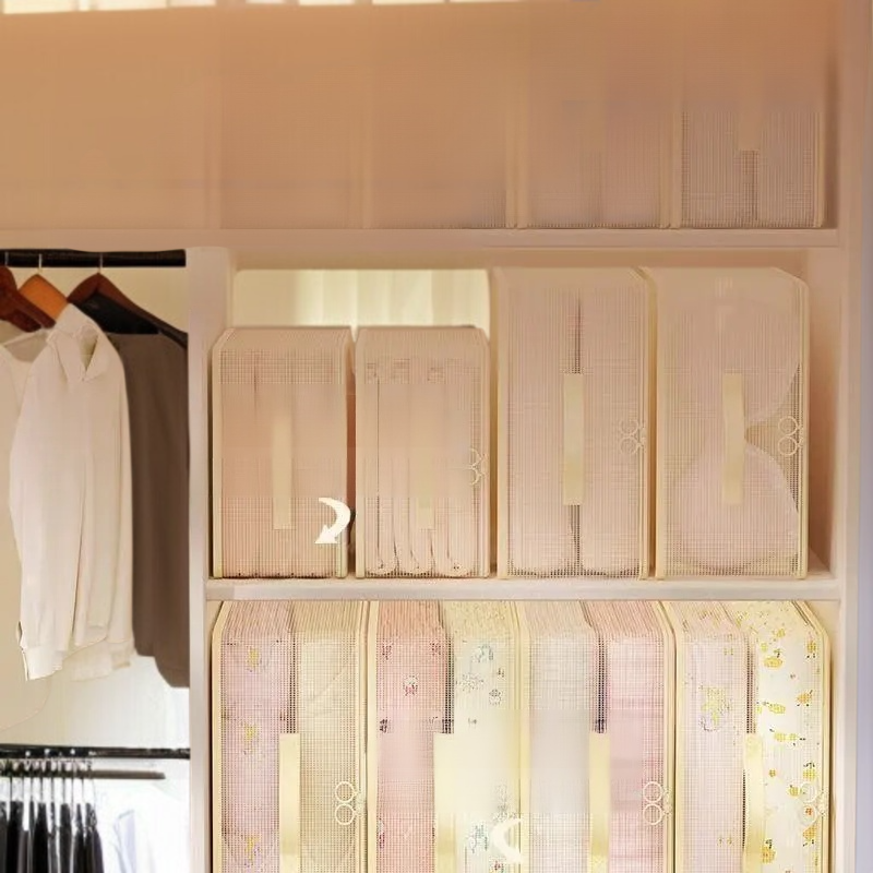 간절기 수납 가방 4종 세트 곰팡이 방지 의류 정리 가방 면 이불 수납 가방 칸막이 망사 옷장 수납 가방