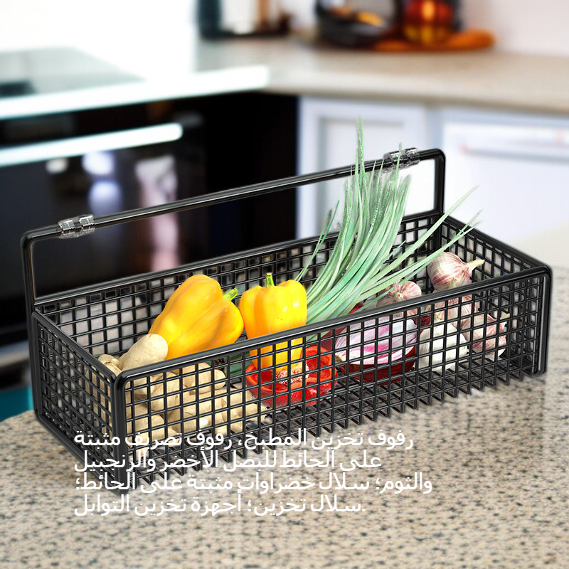 رف تخزين معلق للمطبخ للثوم والبصل والزنجبيل مع تصريف المياه