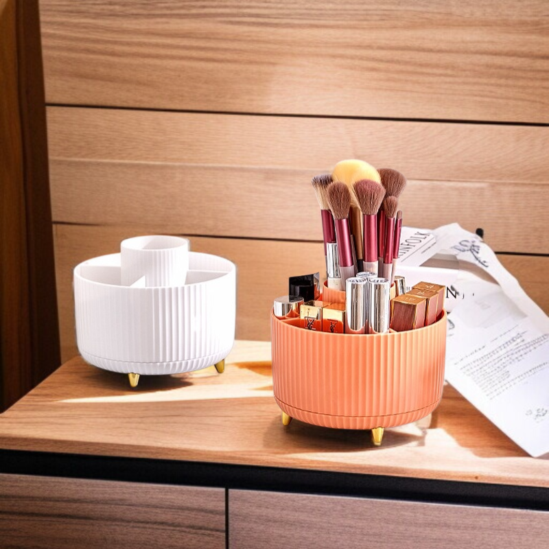 회전 테이블 브러쉬 수납통 립스틱 아이섀도우 펜슬 수납 케이스 화장대 방진 수납통