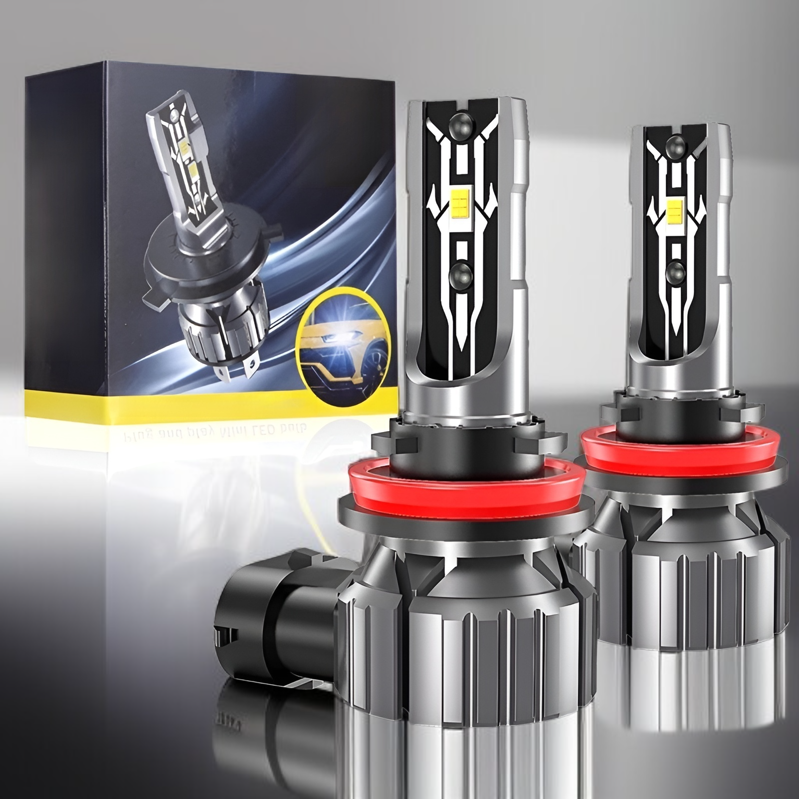 مصابيح أمامية LED للسيارة E2، مصابيح ضباب LED مدمجة مثبتة مباشرة