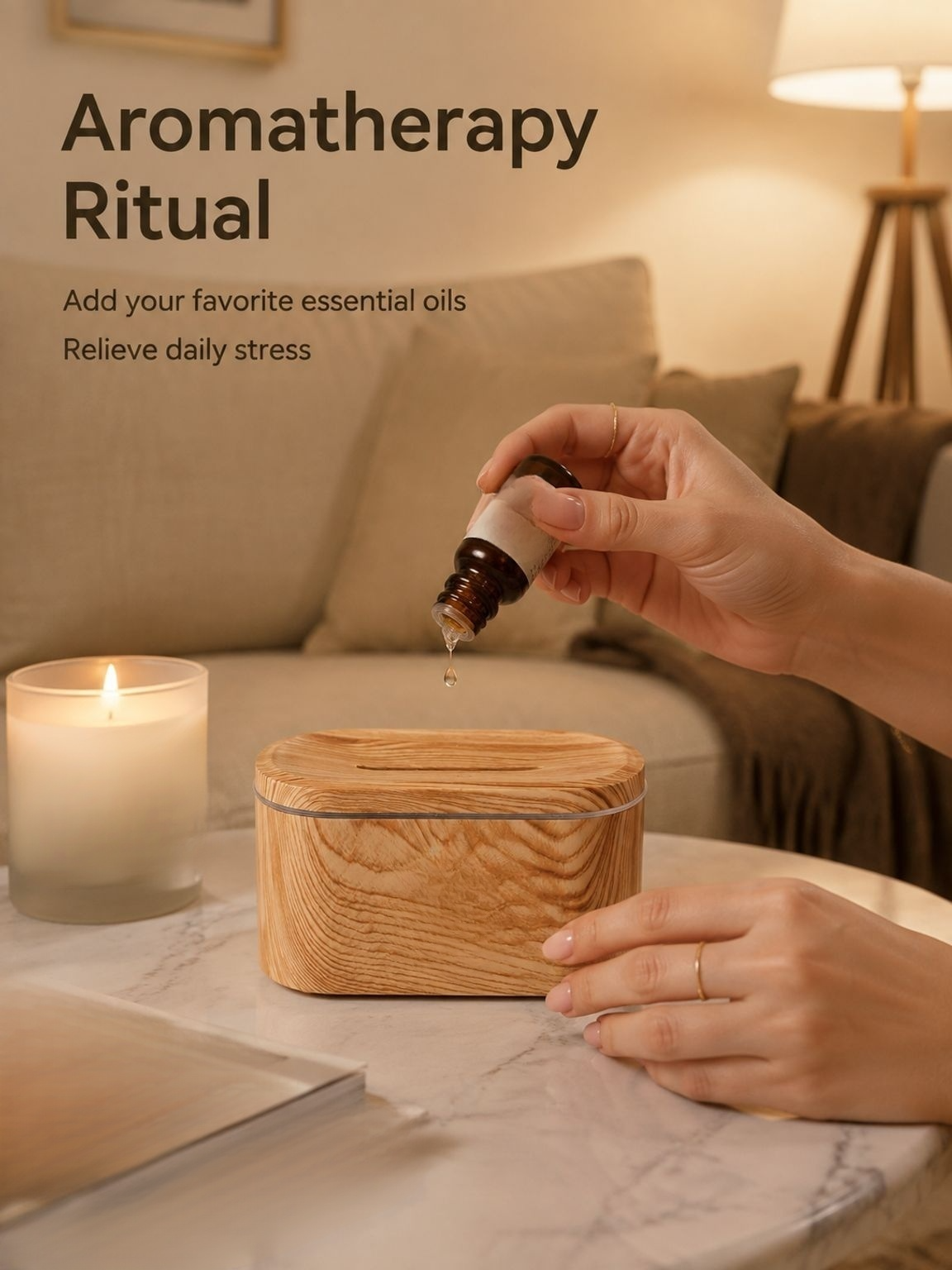 Portable flame effect aroma diffuser adding charm to any room