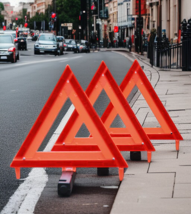 Durable American triangle hazard marker for vehicles