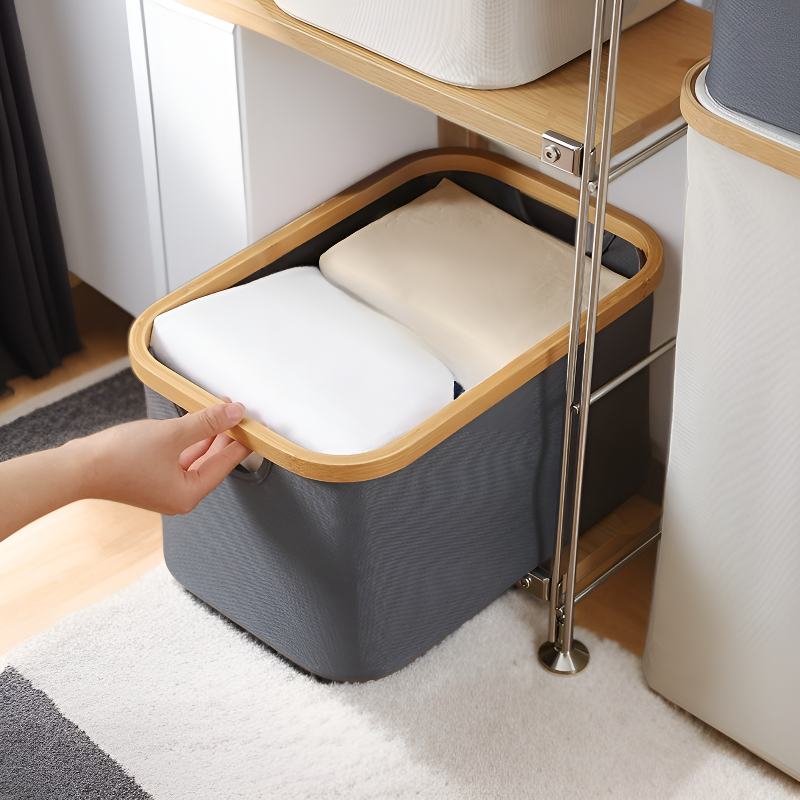 竹製可折疊髒衣收納籃 居家收納籃