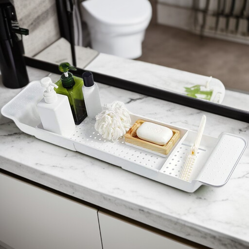 욕조 미끄럼방지 트레이 다기능 목욕 선반 화이트
