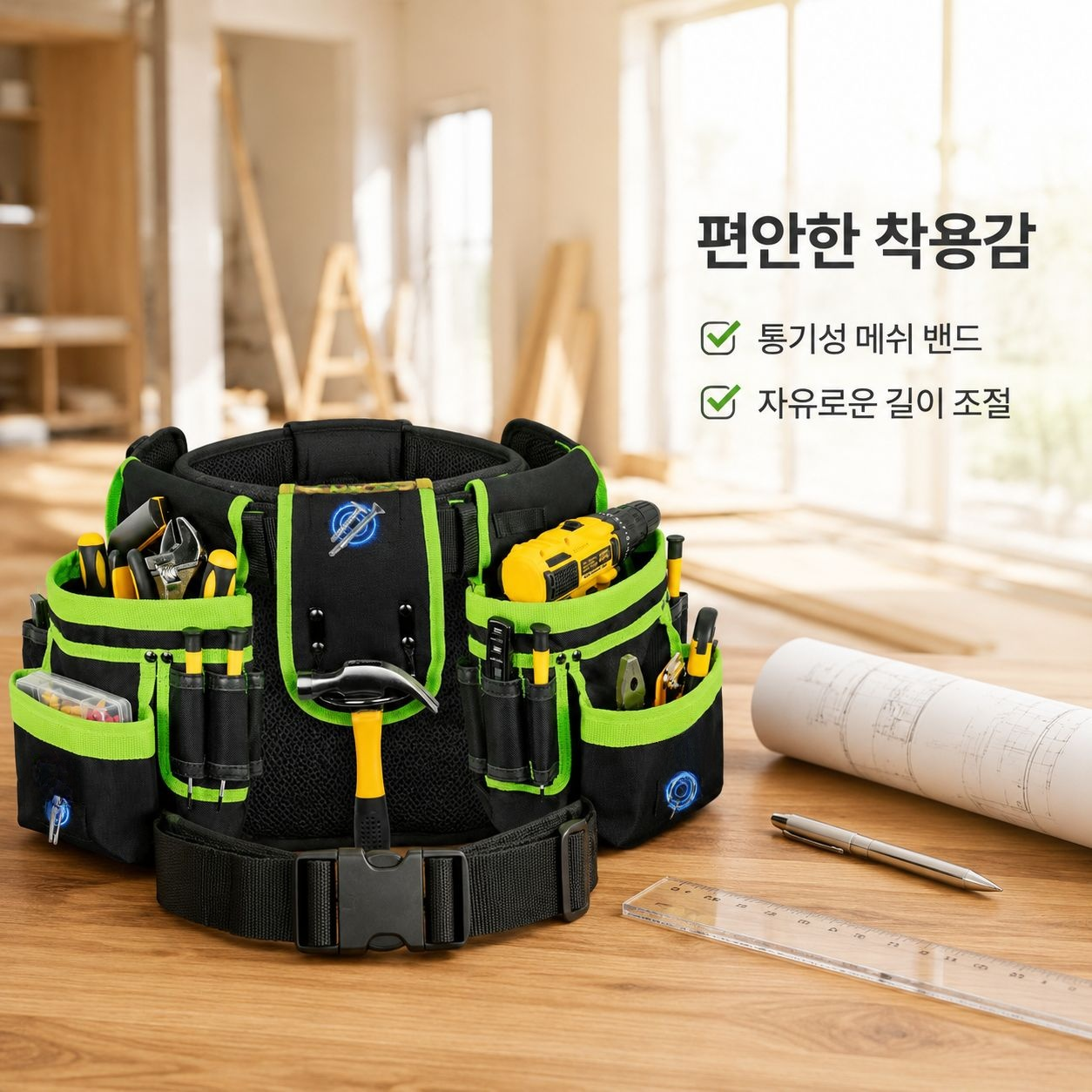두꺼운 캔버스 다기능 공구 수납 가방, 전기공 작업 벨트 가방