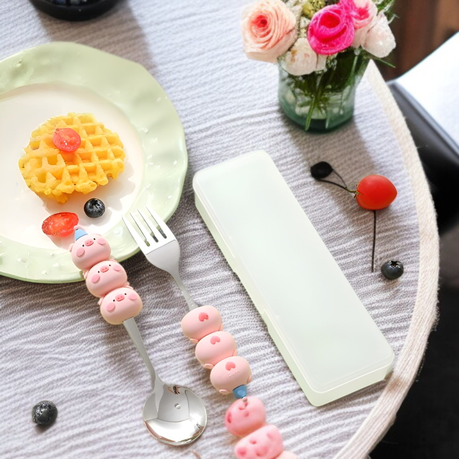 304 ステンレス鋼のスプーンとフォーク漫画デザートスプーンとフォークセット子供用食器食事トレーニングスプーンスプーン