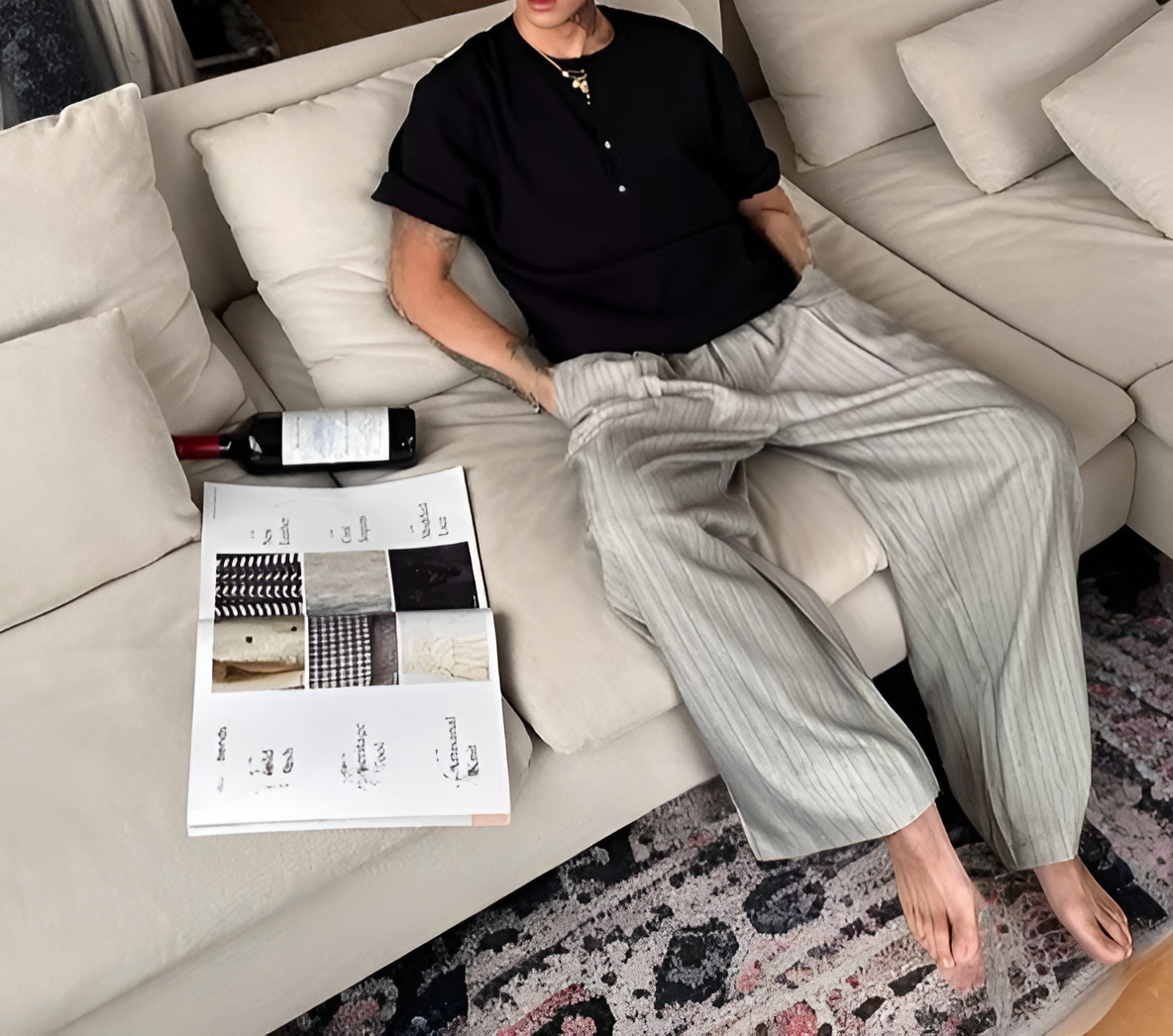 おしゃれなストライプデザインのメンズカジュアルパンツ