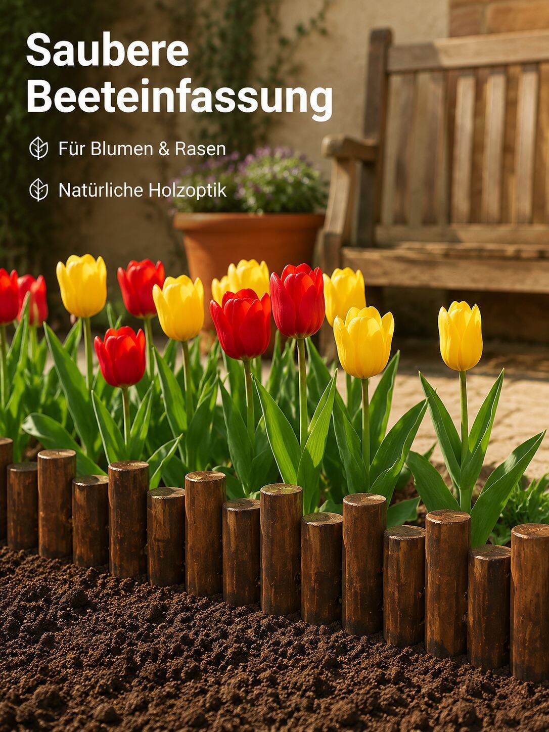 Boden-Zaun aus karbonisiertem, anti-korrosivem Holz für Garten, Hof-Trennwand und Blumenbeete