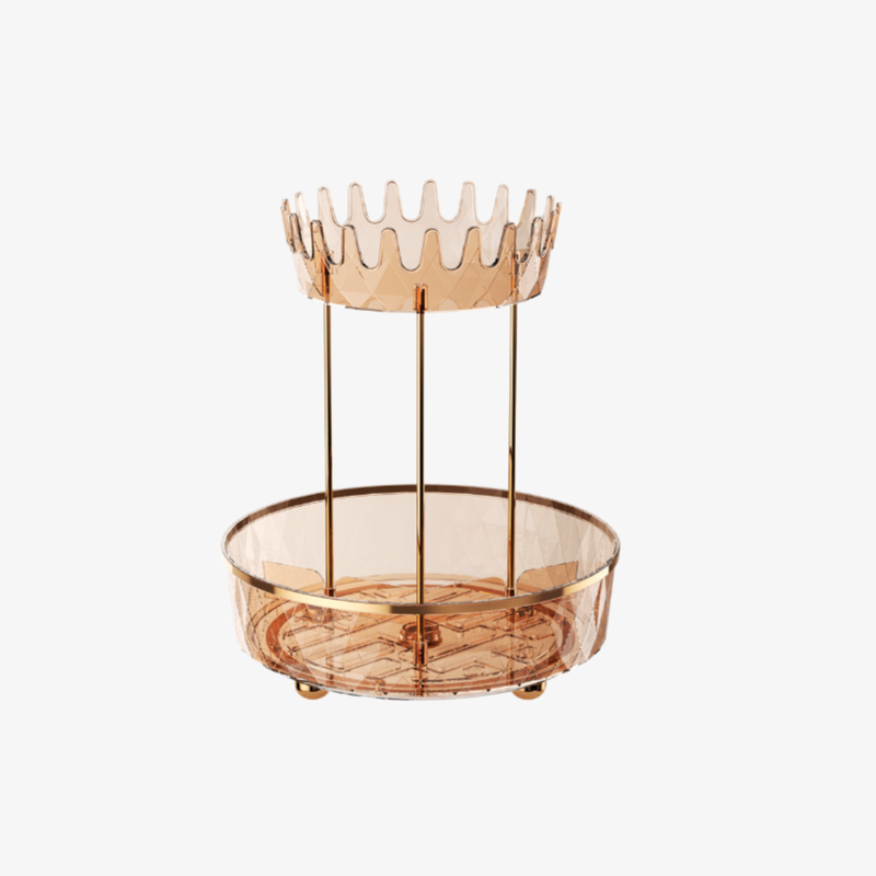 化粧品ジュエリーボックスデスクトップ収納ボックススキンケア製品口紅眉毛ペンシルドレッシングテーブル二層透明回転収納ラック