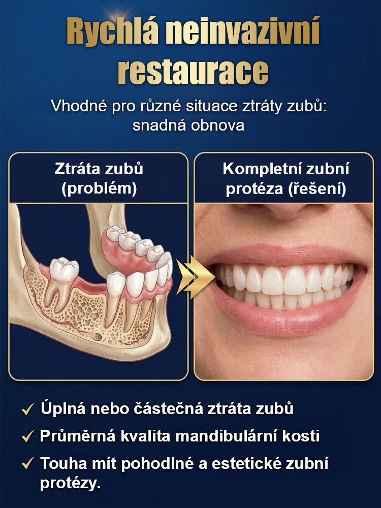 Obnovte dokonalý úsměv: Silně přilnavá celková lékařská protéza