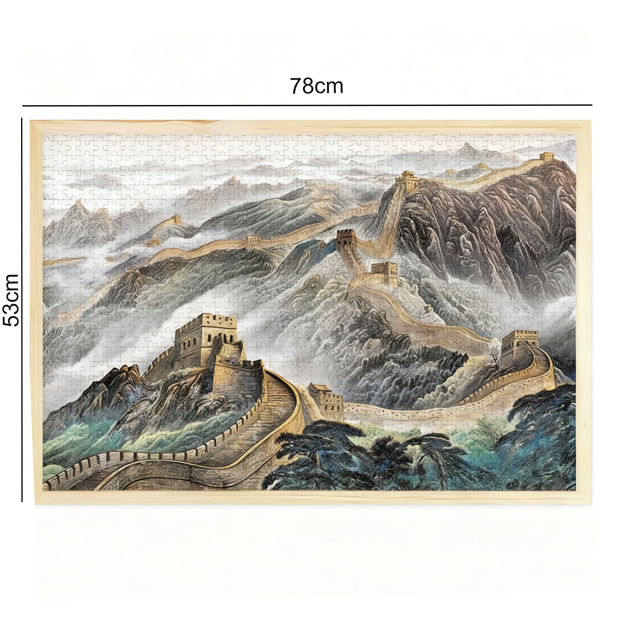 Složené čínské krajinné puzzle na stole