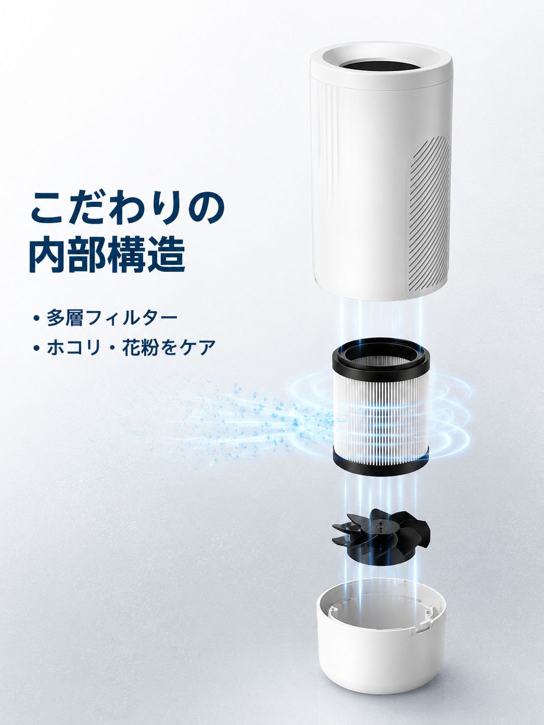 家庭用デスクトップ煙除去空気清浄機