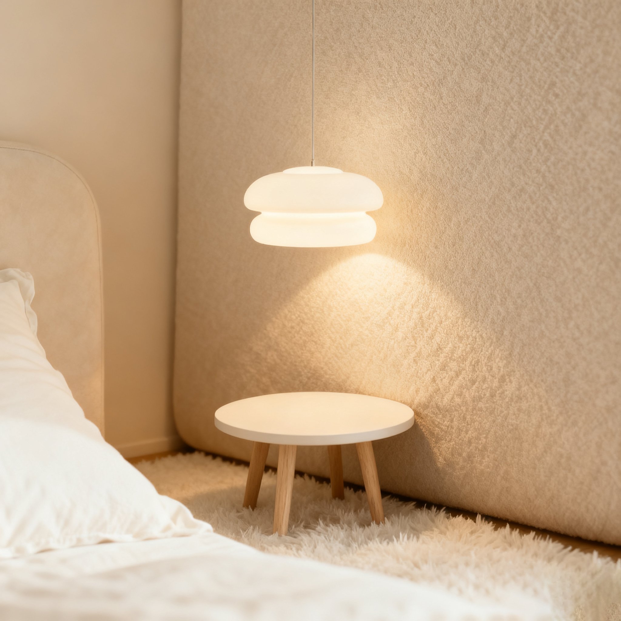 포근한 침실용 헤드보드 장식 조명 설치 모습