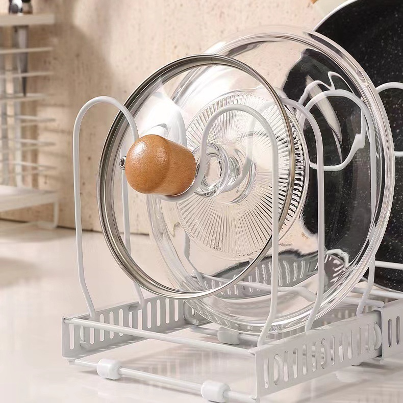 Estante de almacenamiento ajustable para ollas y sartenes