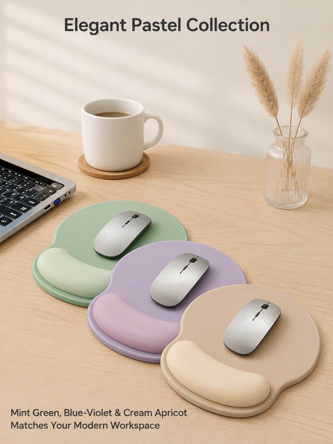 Rubber Non-Slip Mouse Pad with Wrist Rest, Essential for Women’s Office
