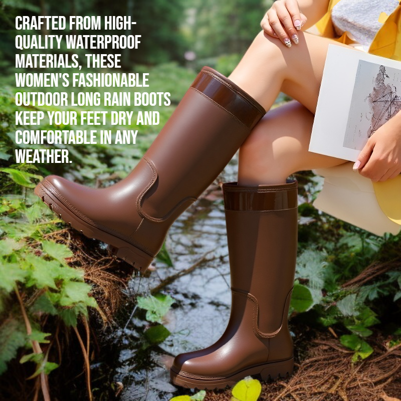 Women's fashionable outdoor long rain boots