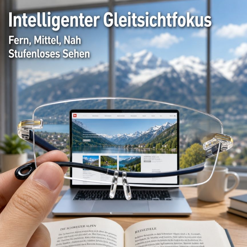 Randlose HD-Zoom-Lesebrille Modische Altersweitsichtbrille