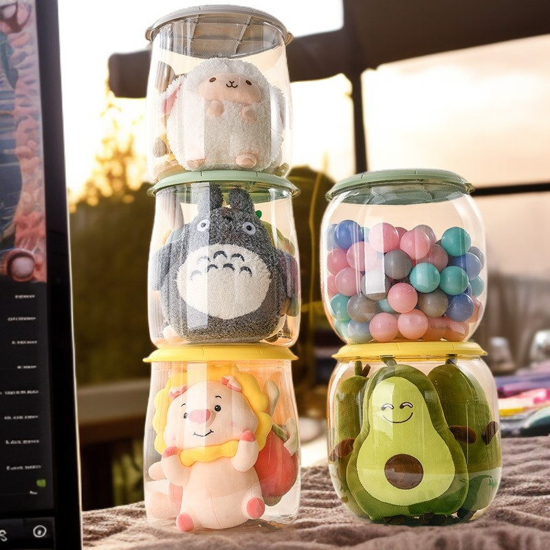 Transparenter Kunststoffhocker, multifunktionaler Kinderpuppen-Aufbewahrungshocker, Wohnzimmer-Schuh