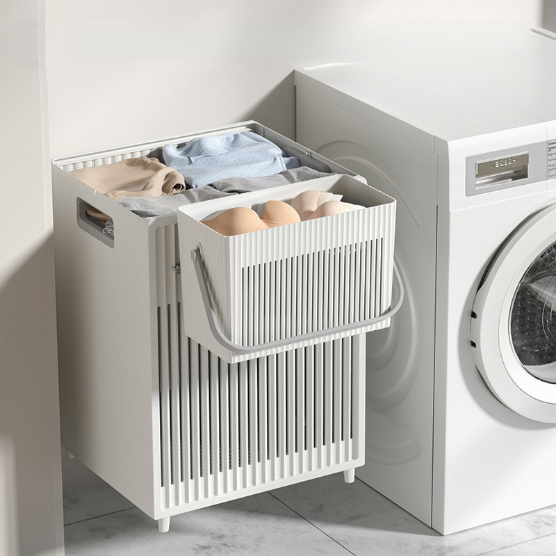 سلة غسيل قابلة للطي وكبيرة السعة مثبتة على الحائط