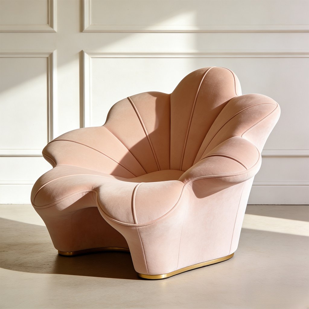 Silla individual con forma cóncava de pétalo